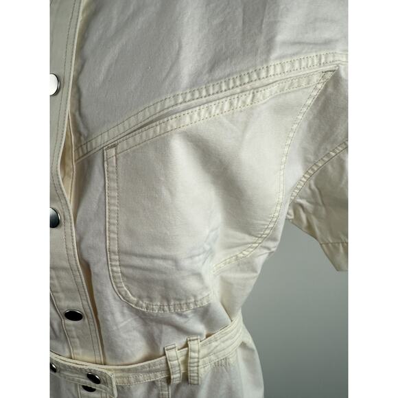 Isabel Marant Etoile Kiara Belted Cotton Poplin Romper Jumpsuit Ecru Sz 4 EU 36 - Picture 7 of 16